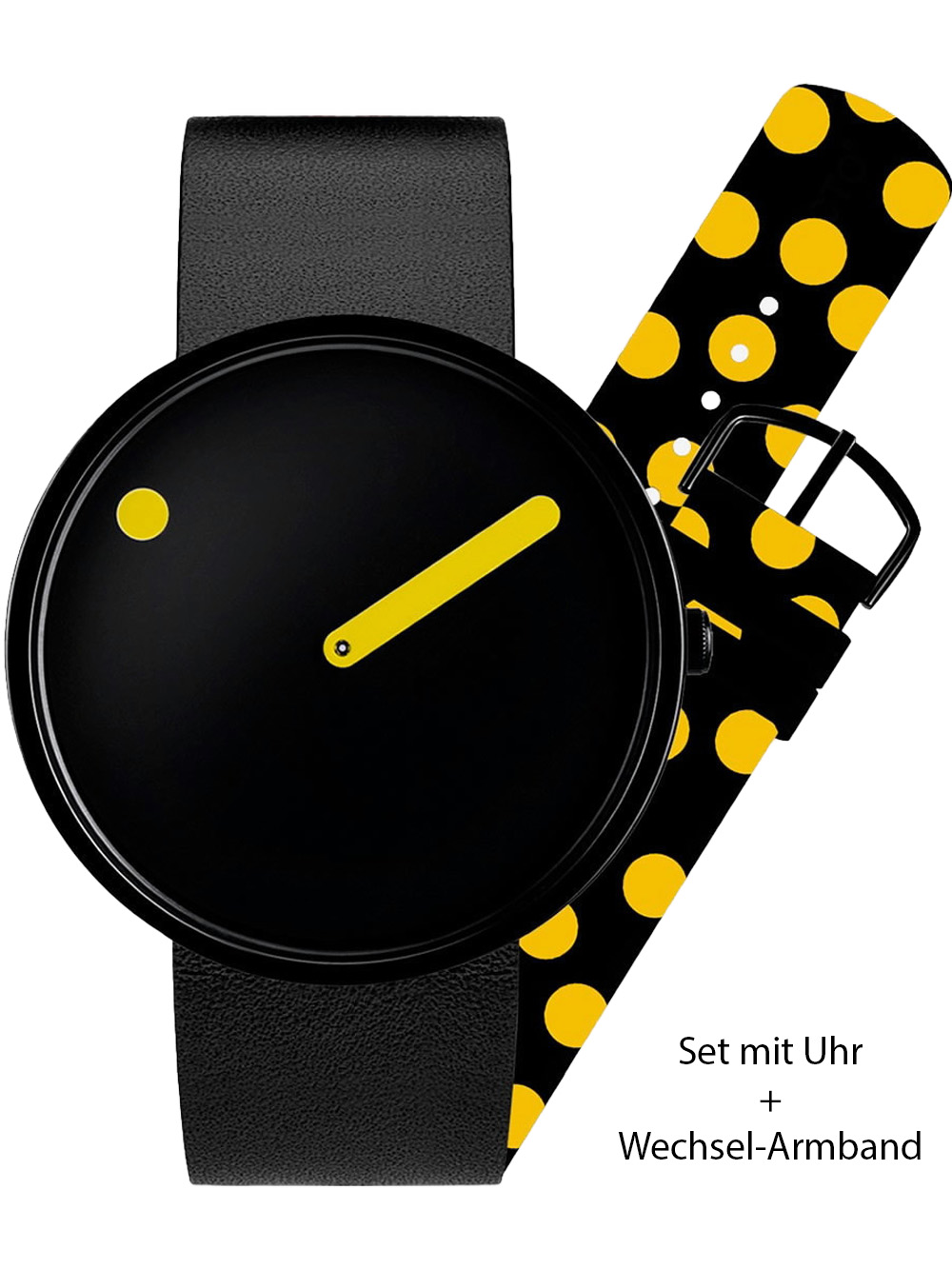 PICTO 43388-SET Unisex Watch Black and Yellow 40mm 5ATM