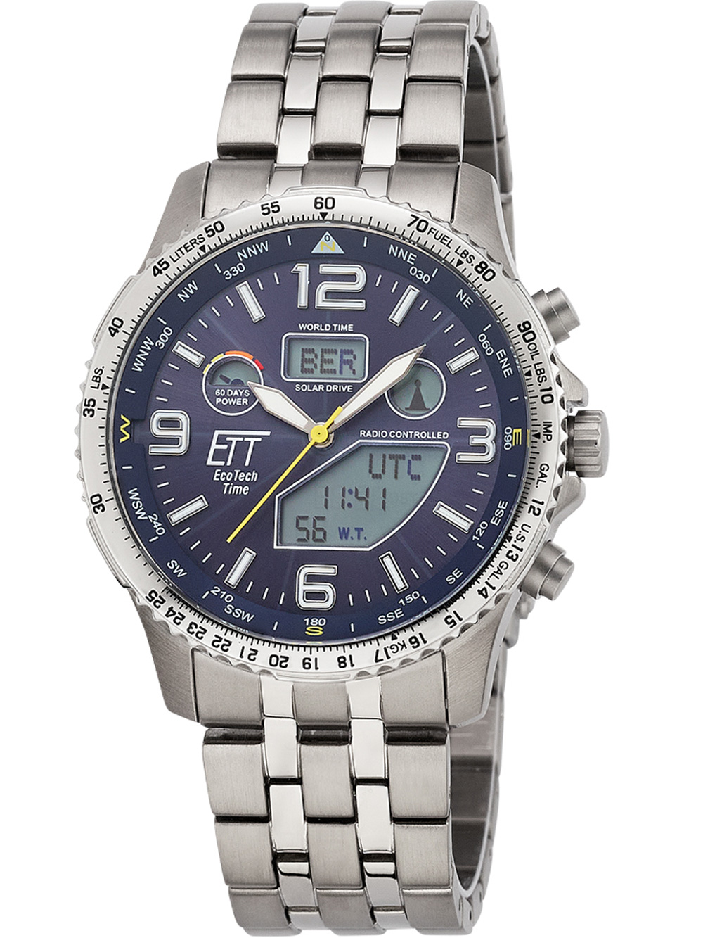 ETT EGT-11575-31M Mens Watch Solar Titan Radio-Controlled 43mm 10ATM