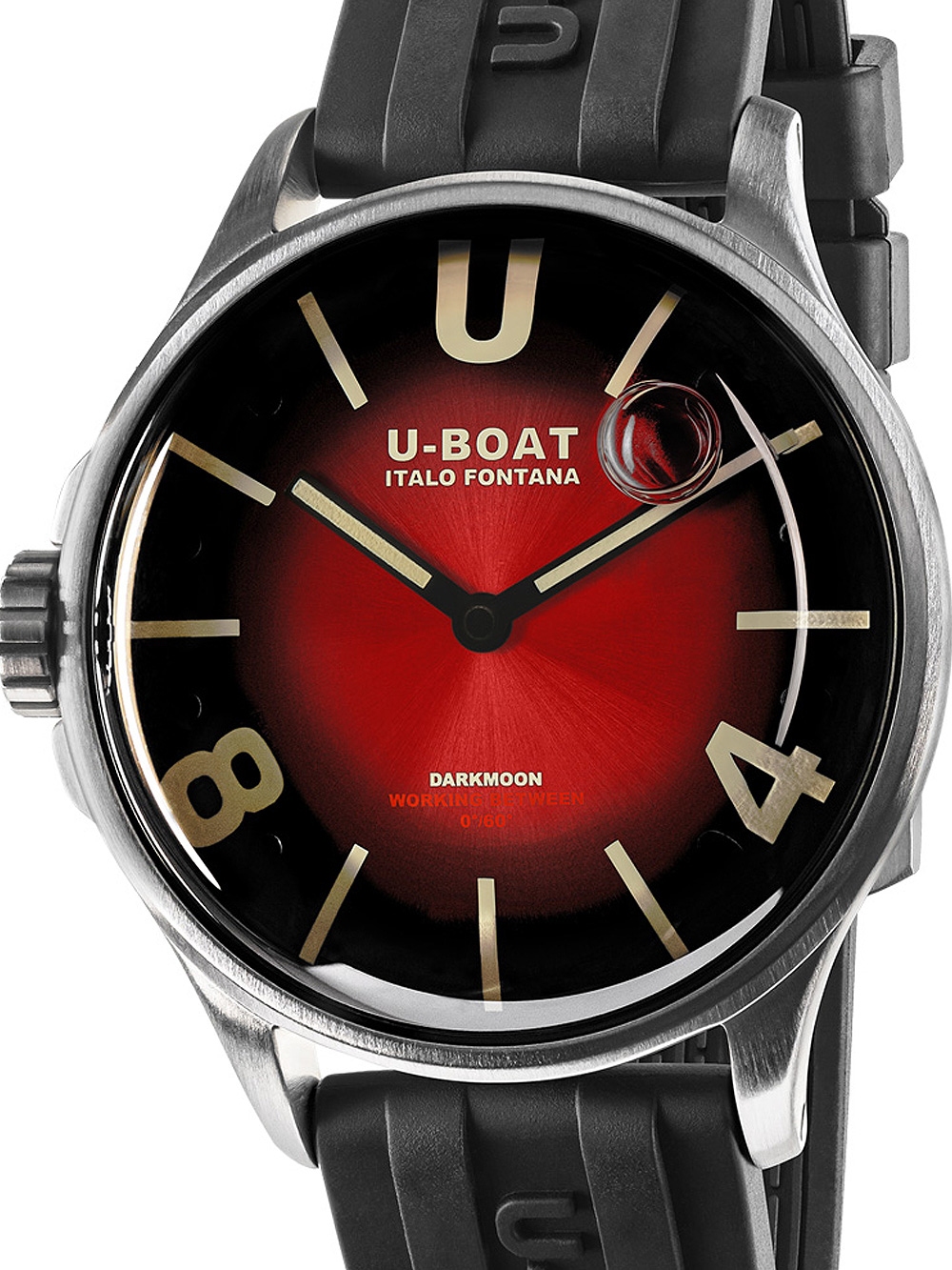 U-Boat 9500 Darkmoon Red SS Soleil Mens Watch 40mm 5ATM