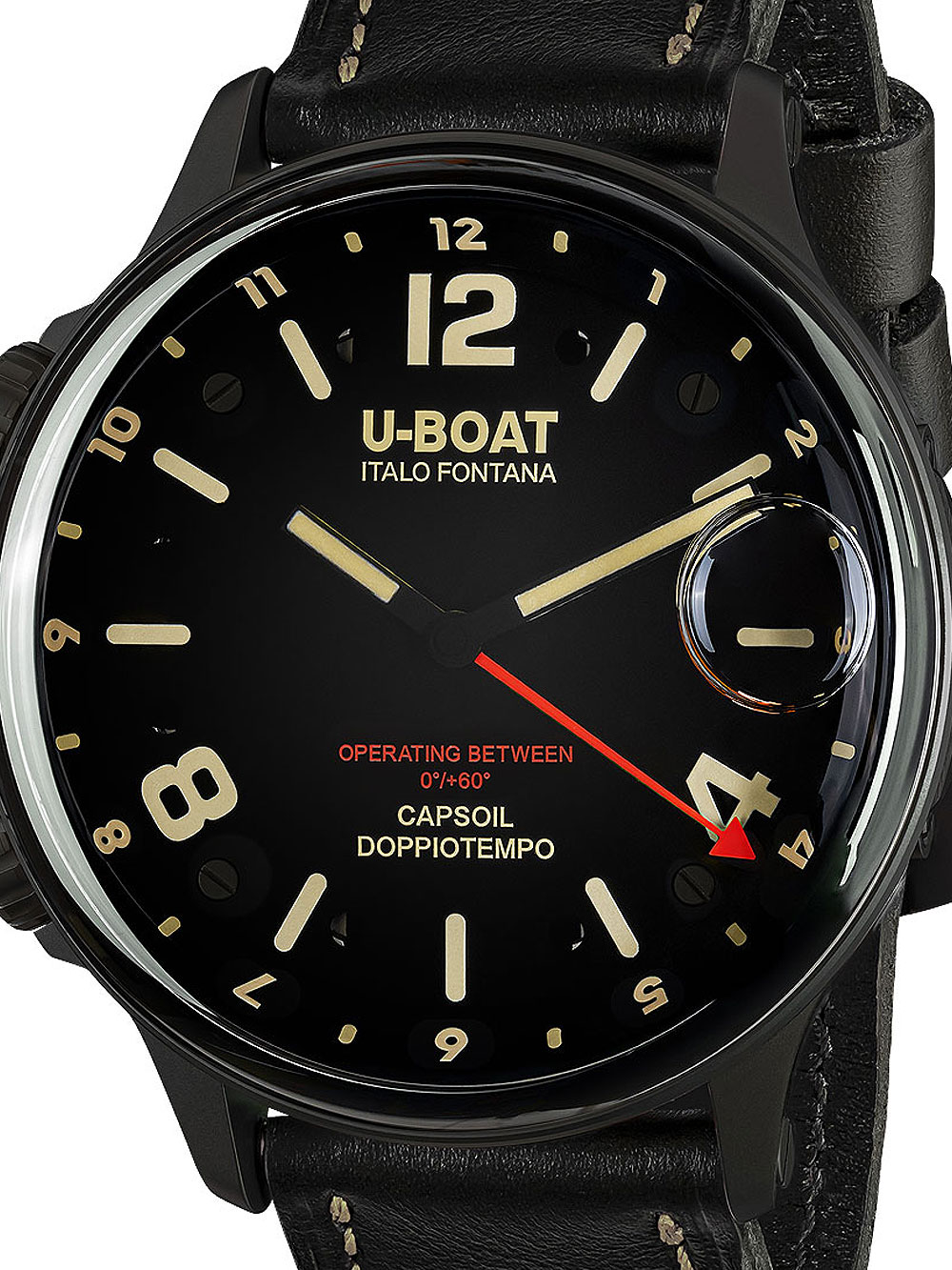 U-Boat 9671 Capsoil Doppiotempo DLC GMT Mens Watch 55mm 10ATM