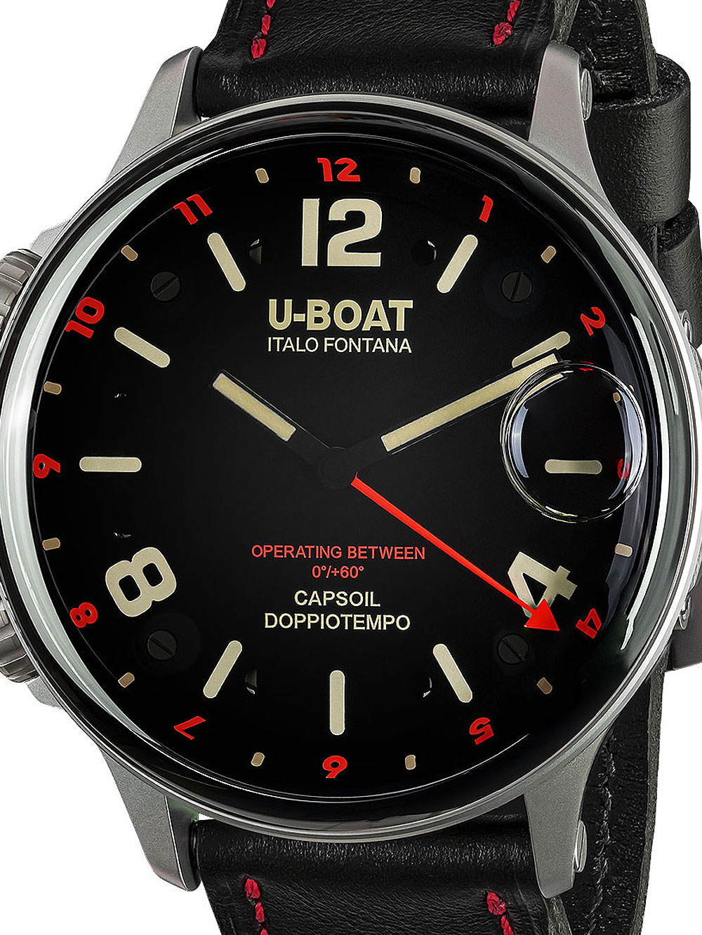 U-Boat 9674 Capsoil Doppiotempo SS GMT Mens Watch 55mm 10ATM