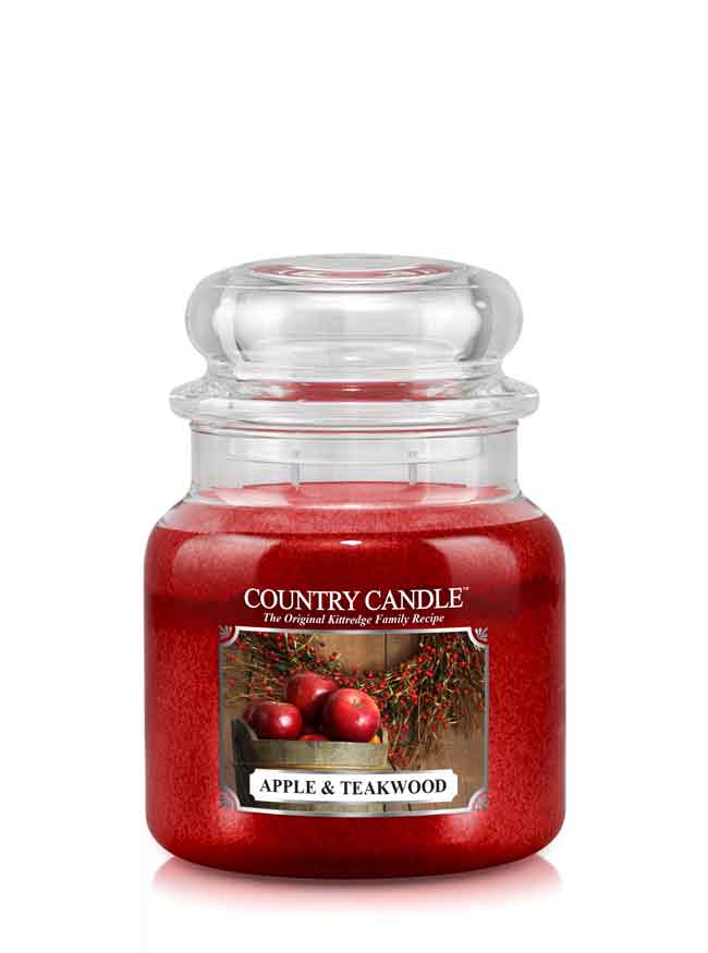 Country Candle Apple & Teakwood vonná sviečka stredná 2-knôtová (453 g)