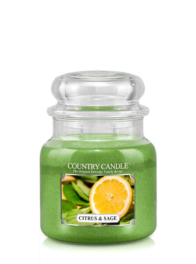 Country Candle Citrus & Sage vonná sviečka stredná 2-knôtová (453 g)