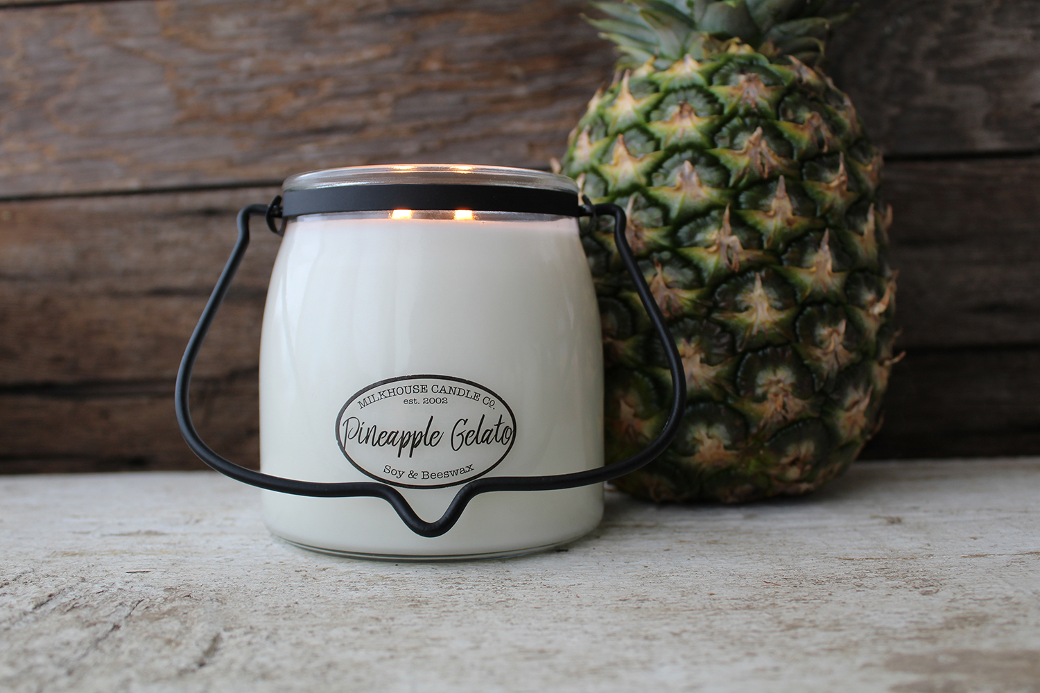 MILKHOUSE CANDLE Pineapple Gelato vonná sviečka BUTTER JAR 2-knôtová (454 g)