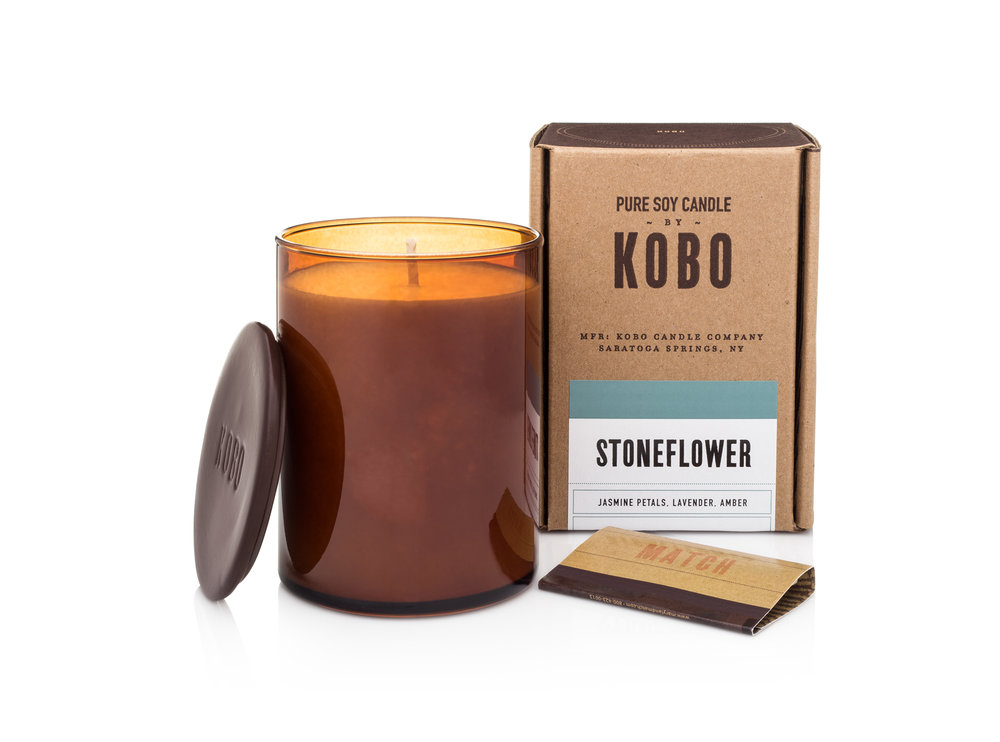 KOBO Woodblock Candle Stoneflower vonná sviečka (15oz / 425g)