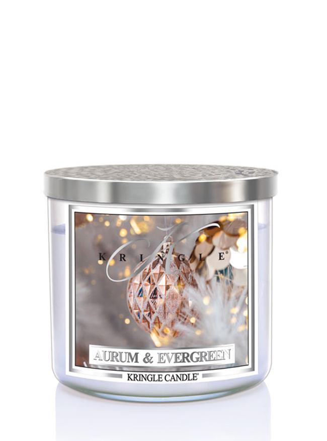 Kringle Candle Aurum Evergreen 3-knôtová vonná sviečka 411g