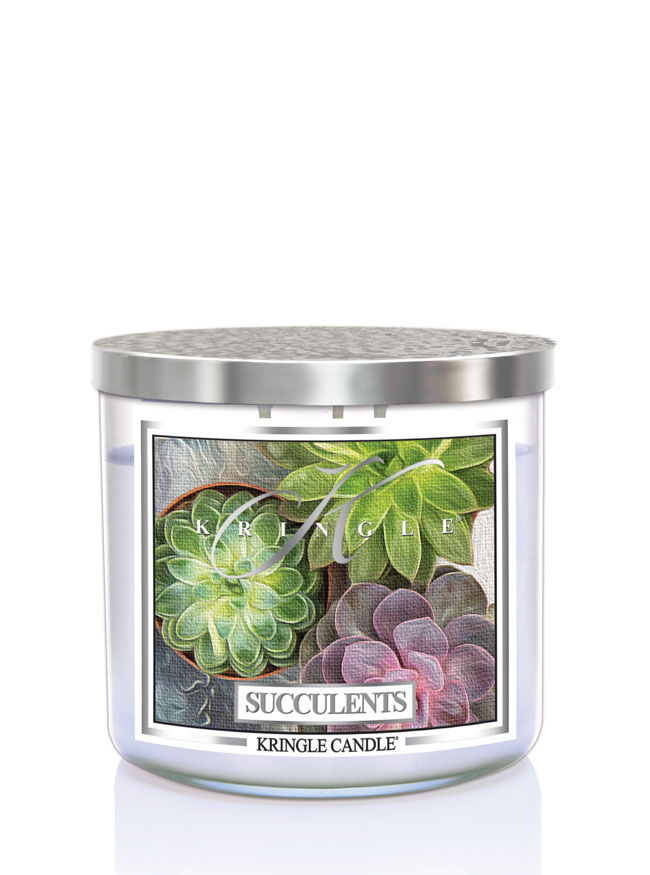 Kringle Candle TUMBLER Succulents 3-knôtová vonná sviečka 411g