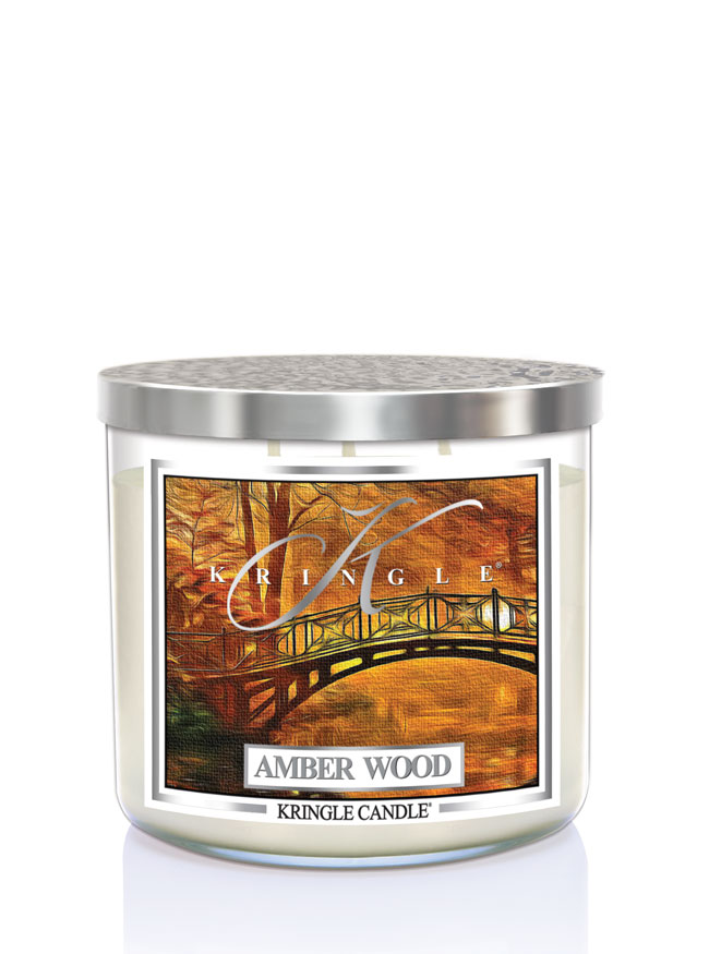 Kringle Candle TUMBLER Amber Wood 3-knôtová vonná sviečka (411g)