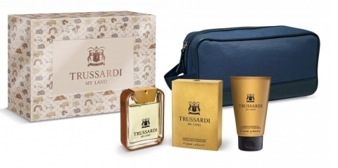 Trussardi My Land Darčeková sada toaletná voda 100ml + sprchový gél 100ml + kozmetická taška